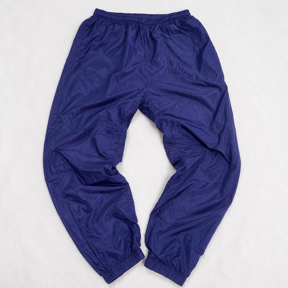 Vintage Wilson Nylon Windbreaker Track Pants Navy Jogger Lined L